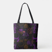 Halloween Witchcraft Muster Neon 01 Black BG Tasche (Rückseite)