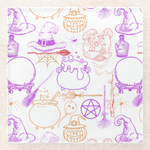 Halloween Witchcraft Muster Neon 01 Glasuntersetzer