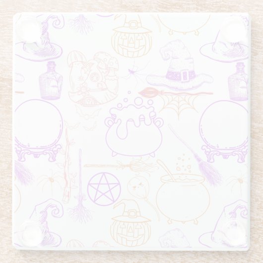 Halloween Witchcraft Muster Neon 01 Glasuntersetzer (Rückseite)