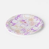 Halloween Witchcraft Muster Neon 01 Pappteller (Schrägansicht)