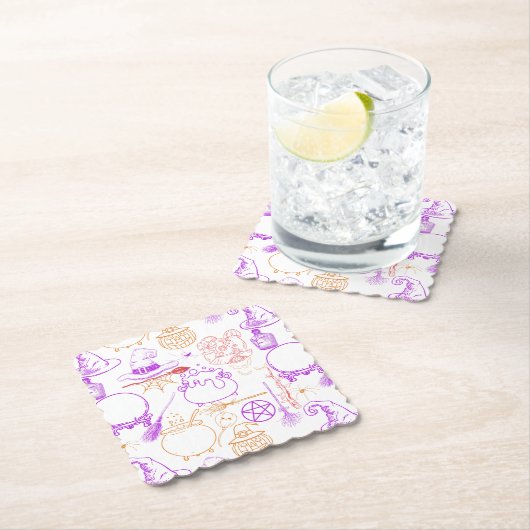 Halloween Witchcraft Muster Neon 01 Untersetzer (Vor Ort)