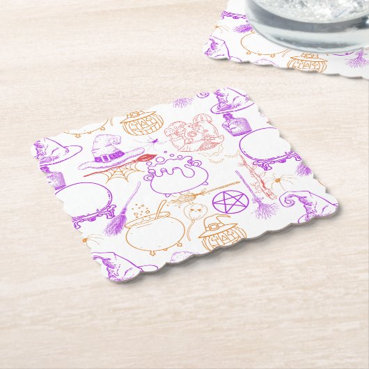 Halloween Witchcraft Muster Neon 01 Untersetzer (angewinkelt)