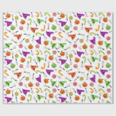 Halloween Witch's Hat Candies & Pumpkins Geschenkpapier (Flach)