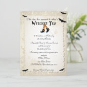 Halloween Witchs' Tea-Party Einladung (Stehend Vorderseite)