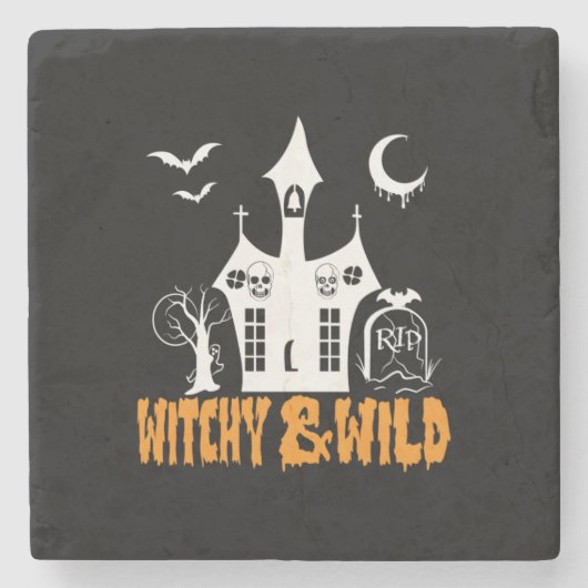 Halloween Witchy and Wild Geburtstag Steinuntersetzer (Vorderseite)