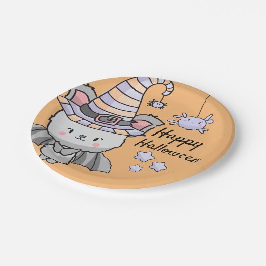 Halloween Witchy Bat mit Spiders und Stars Party Pappteller (Schrägansicht)