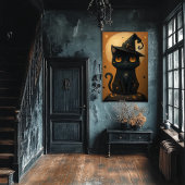 Halloween Witchy Black Cat Art - herunterladbar Poster