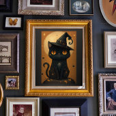 Halloween Witchy Black Cat Art - herunterladbar Poster