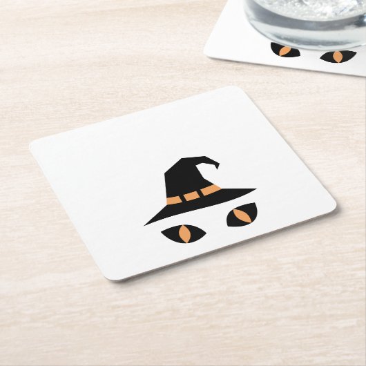 Halloween witchy cat rechteckiger pappuntersetzer (angewinkelt)
