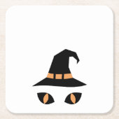 Halloween witchy cat rechteckiger pappuntersetzer (Vorderseite)