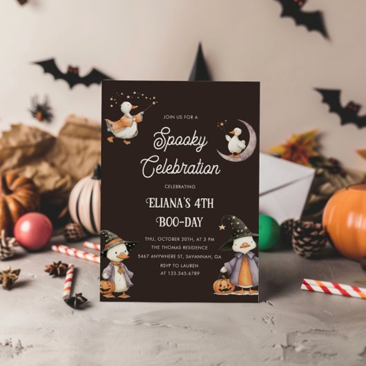 Halloween Witchy Goose Spooky Kindergeburtstag Einladung