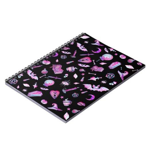 Halloween : Witchy Goth Pattern Notizblock (Linke Seite)
