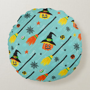 Halloween Witchy Seamless Theme Rundes Kissen