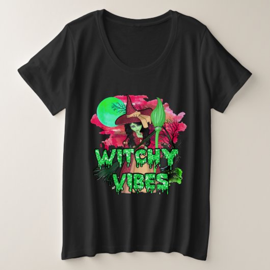 Halloween Witchy Vibes Große Größe T-Shirt (Design vorne)