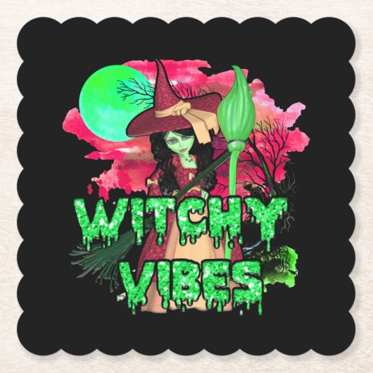 Halloween Witchy Vibes Untersetzer (Vorderseite)