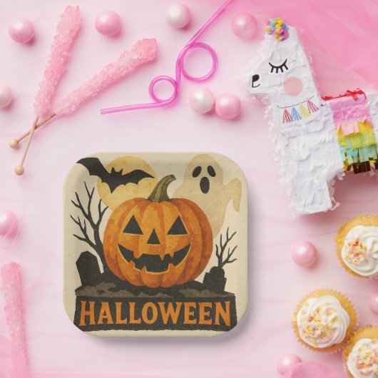 Halloween with a sensual collage technique pappteller (Party)