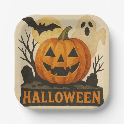 Halloween with a sensual collage technique pappteller (Vorderseite)