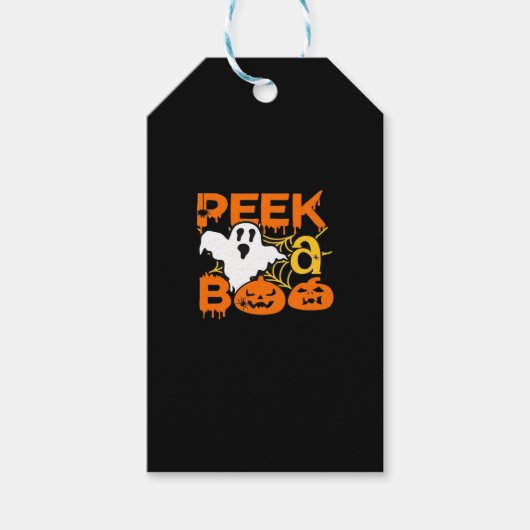 Halloween With Pumpkins Peekaboo Geschenkanhänger (Vorderseite)