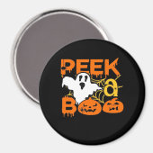 Halloween With Pumpkins Peekaboo Magnet (Vorderseite/Rückseite)
