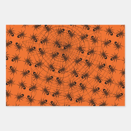 Halloween Witz Bat Spider 3-pc-Set Geschenkpapier Set (Vorderseite 2)