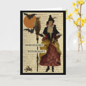 Halloween Witz Bats Moon Owl Skull Karte (Gelbe Blume)