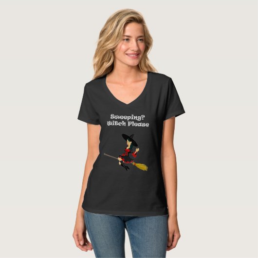 Halloween Witz bitte Flying Broom Halloween Part T-Shirt (Vorderseite Vollansicht)