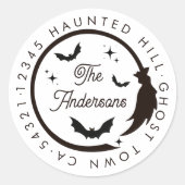 Halloween Witz Broom Bats Spooky | Weiß Runder Aufkleber (Vorderseite)