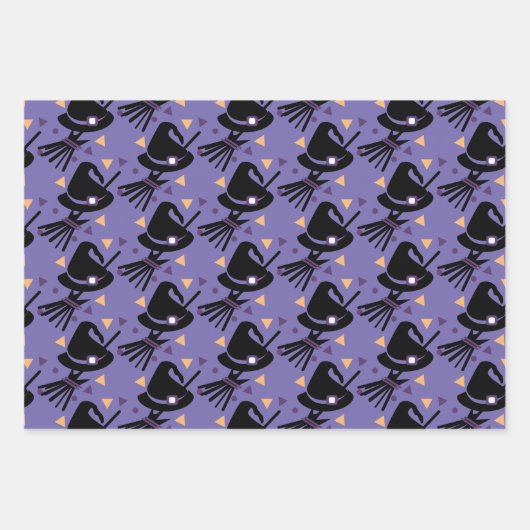 Halloween Witz Broom Wrapping Paper Sheets Geschenkpapier Set (Vorderseite 3)