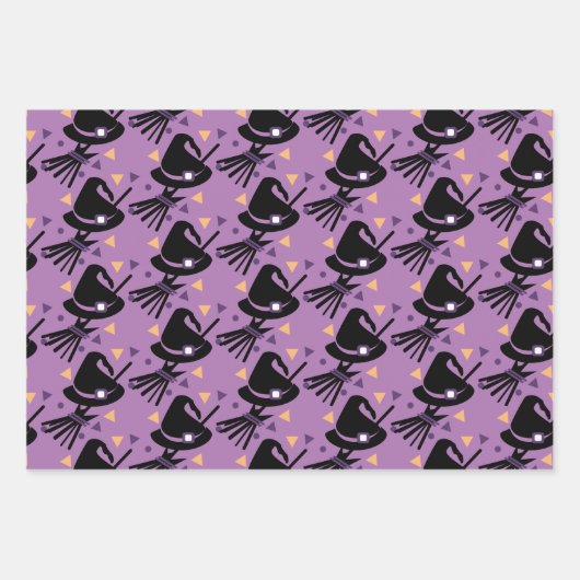 Halloween Witz Broom Wrapping Paper Sheets Geschenkpapier Set (Vorderseite 2)