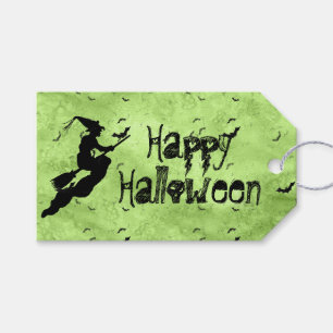 Halloween Witz & Fledermäuse Silhouette Green Gru Geschenkanhänger