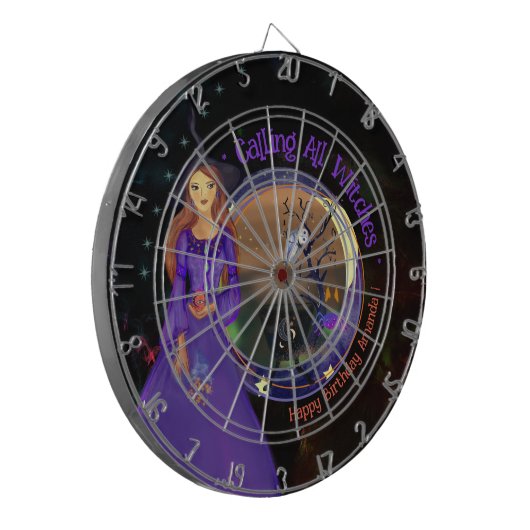 Halloween Witz Geburtstag Lila Dartscheibe (Vorderseite Links)