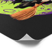 Halloween Witz Riding Broom Poster (Ecke)