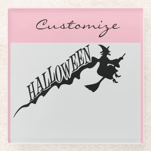 Halloween Witz Riding Broom Thunder_Cove Glasuntersetzer (Vorderseite)