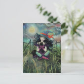 Halloween Witz und Black Cats Fantasy Art Postkarte (Stehend Vorderseite)