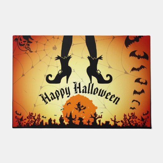 Halloween Witz und Fledermaus vor der Tür Fußmatte (Vorderseite)