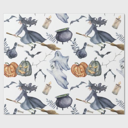 Halloween Witz und Ghost Wrapping Paper Geschenkpapier (Flach)