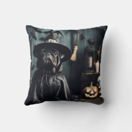 Halloween Wizard Black Mops Pillow Kissen