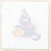 Halloween Wizard Cat mit Pumpkin Glasuntersetzer (Rückseite)