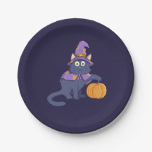 Halloween Wizard Cat mit Pumpkin