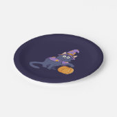 Halloween Wizard Cat mit Pumpkin Pappteller (Schrägansicht)