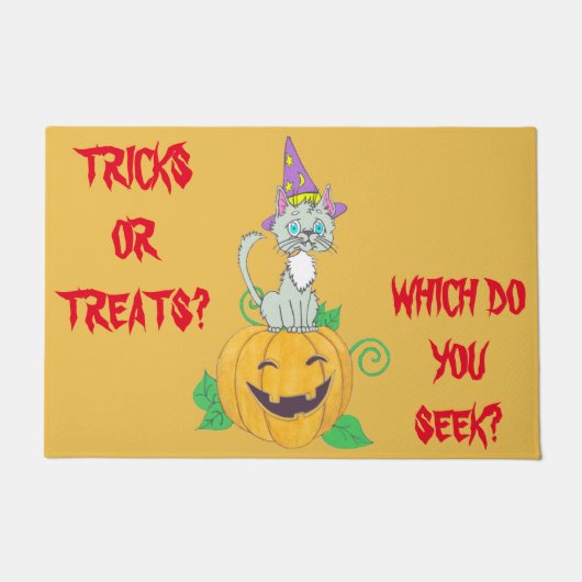 Halloween Wizard Cat on Pumpkin Fußmatte (Vorderseite)