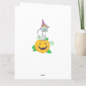Halloween Wizard Cat on Pumpkin Karte (Rückseite)