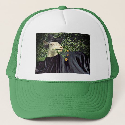 Halloween Wizard Goat Hat Truckerkappe (Vorderseite)
