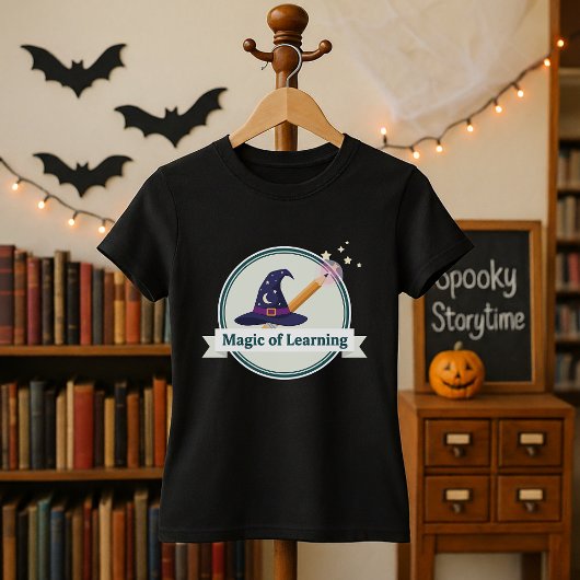 Halloween Wizard Hat & Wand Magic Teacher T-Shirt