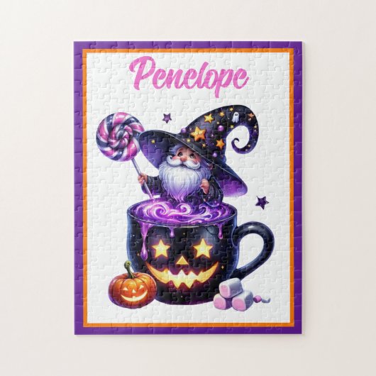 Halloween Wizard in Pumpkin Tasse Lollipop Magie Puzzle (Vertikal)