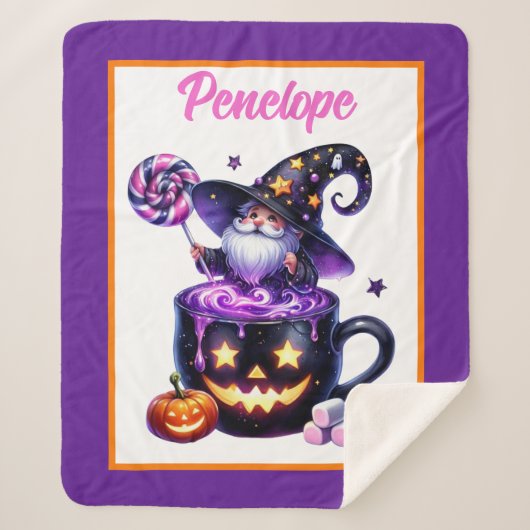 Halloween Wizard in Pumpkin Tasse Lollipop Magie Sherpadecke (Vorderseite)