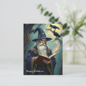 Halloween Wizard Postkarte (Stehend Vorderseite)