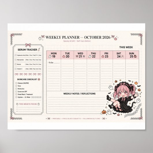 Halloween-Wochenplaner 2026 | Serum-Tracker  Poster (Vorne)