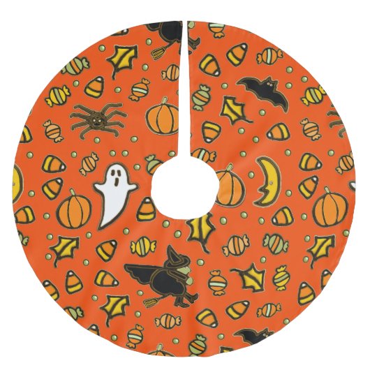 Halloween-Wohngestaltung Polyester Weihnachtsbaumdecke (Vorderseite)