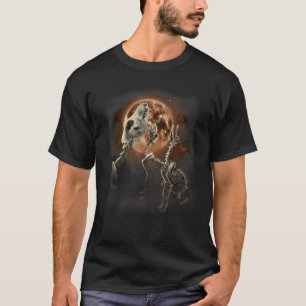 Halloween-Wolf Drei Wölfe heulen den Mond an T-Shirt